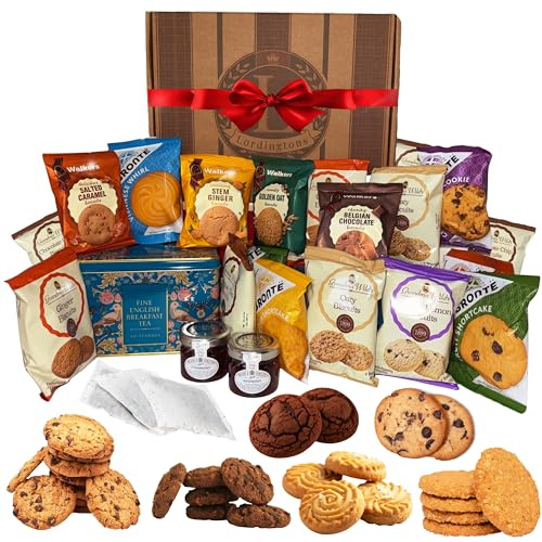 Afternoon Tea and Biscuits Gift Set - Traditional English Tea Gift Set & Afternoon Tea Hamper for 2 - With Individually Wrapped Biscuits, Gourmet Jam & Raspberry Preserves