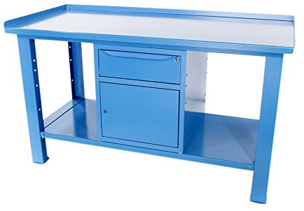 SOGI X3B-10_b BANCO DA LAVORO L 1,5 MT CON PIANO IN ACCIAIO + ANTA E CASSETTO SERIE PROFESSIONALE INDUSTRIA