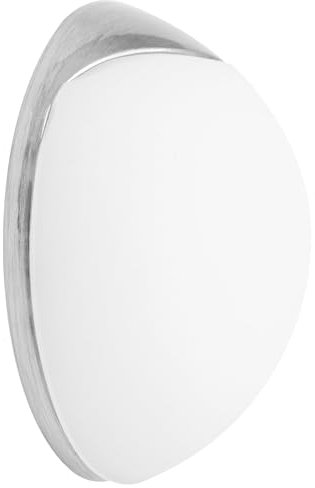 WAGNER Design-Wand-Türstopper SCREW OR GLUE/Schrauben oder Kleben - Durchmesser Ø 40 x 15 mm, Metall gebürstet, Edelstahloptik, thermoplastischer Kautschuk, weiß, Designpreis - 15513011