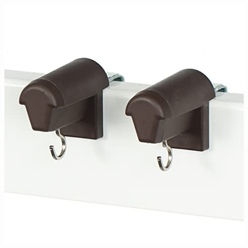 KLEMMFLEX 1 Paar Fensterhaken braun, stabil, verstellbar, ohne Bohren, zur Aufhängung von Fensterdeko und Bambusrollo/Bambusrolle am PVC-Fenster oder der PVC-Balkontür