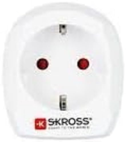 Skross 1.500230-E adaptador de enchufe eléctrico Tipo D (RU) Tipo C (Europlug) Blanco - Adaptador para enchufe (Tipo D (RU), Tipo C (Europlug), 100 - 250 V, 10 A, Blanco, 3250 W)