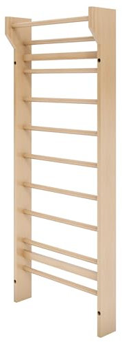 GORILLA SPORTS® Sprossenwand - 195 x 80 x 14 cm, bis 100 Kg Belastbar, mit 10 Sprossen, zur Wandmontage, aus Holz - Klettergerüst, Kletterwand, Fitness Turnwand, Schwedische Leiter