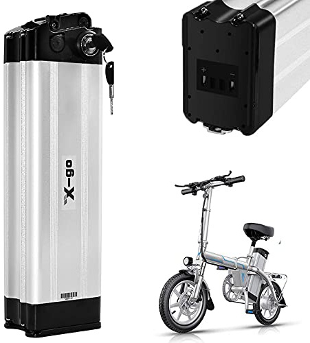 X-go 36V 10.4AH Batteria per Bicicletta Elettrica Li-Ion a Ioni di Litio per Motori da 250W 350WE-Bike Pedelec Bici Elettrica Silverfish + Caricabatterie (36V 10Ah 2port)