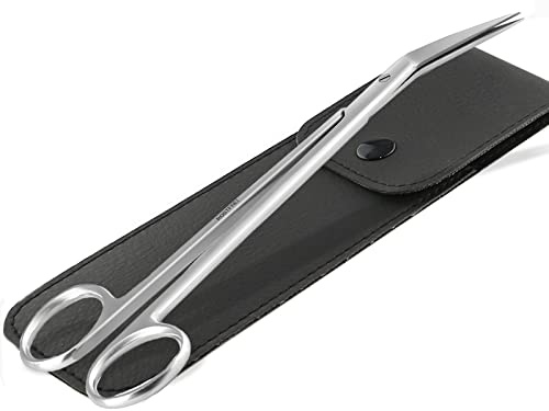 Extra lange Fußnagelschere Nagelschere Pediküre mit Mikrozahnung 16 cm | Schere für Senioren aus Rostfreiem Edelstahl optimal geeignet zum mühelosen Kürzen der Fußnägel mit Etui