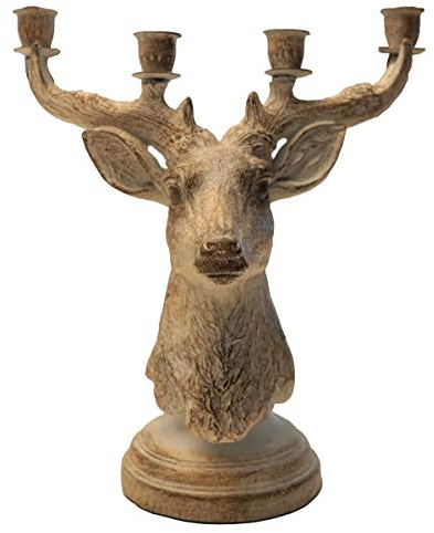 khevga Kerzenständer Hirsch Geweih für 4 Kerzen Silber aus Polyresin
