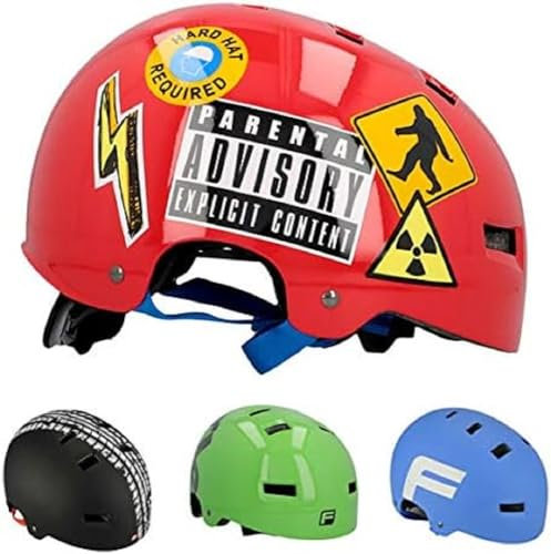 FISCHER BMX Fahrradhelm, Radhelm, Dirt Bike Helm Sticky, S/M, 54-58cm, schwarz rot, TÜV geprüft
