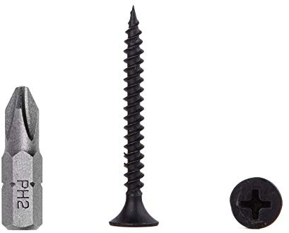 (200 Stück) Schwarze Phosphat-Kohlenstoffstahl 3,5 x 32 mm Schnellbauschrauben Feingewinde Phillips Stiftkopf Trockenbau Blech Verschlüsse (200, 3,5 x 32 mm)