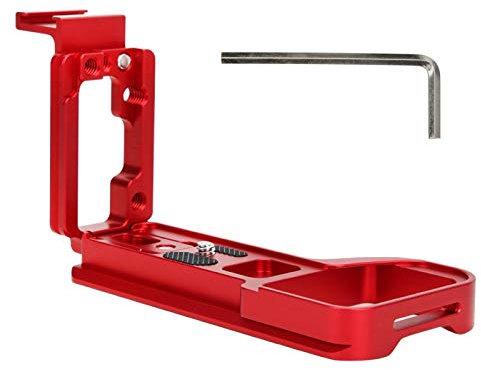 214 Camera L Bracket Quick Release Plate, Aluminium Alloy L-Plate Camera Bracket, with Removable Hot Shoe Mount, for Sony A6600 ILCE-6600 Mirrorless Camera(Red)