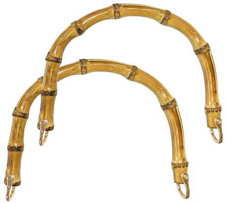 Tibroni Griff für Taschen Bambus Taschengriffe für Häkeltaschen 2 Stück, Griffe Henkel für Taschen Bambus, Häkeltasche Taschenhenkel In U-Form, Gehäkelte Tasche für Bastelarbeiten (20X15cm)