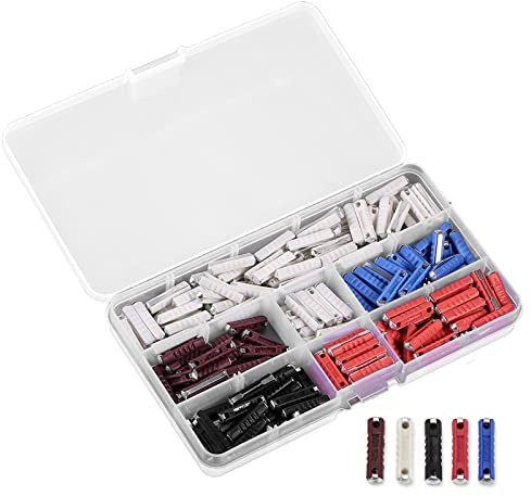 Hifrom KFZ Sicherungen, 200 Stück Torpedo Auto Sicherungen, Torpedo Fuse Sortiment Kit mit Plastikbox, 5A 8A 16A 25A 40A für Oldtimer Europäische Autos im alten Stil