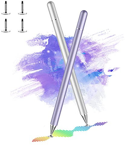 DOGAIN Stift für Tablet Dogain Stylus Pen universal Touchscreen Stift kompatibel mit Tablet Stift für Alle Tablets/pad/pad Pro/Air/Mini, Phone, Samsung, Lenovo und Android Smartphone (Silber&Lila)