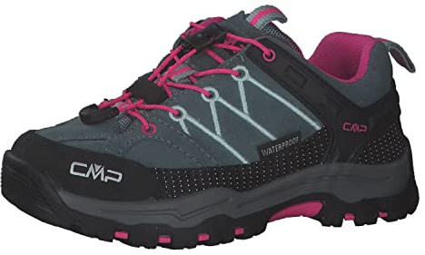 CMP Kids Rigel Low trekking skor Wp vandringsskor, Mineral Green-Purple Fluo, 34 EU, Mineral Green Purple Fluo, 34 EU