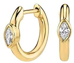 Bishilin Ohrringe Damen 925 Silber, Creolen mit Weiß Zirkonia Gold Ohrringe Jugendstil für Mädchen