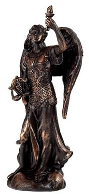 DRW Figura Arcangel San Uriel Bronce Resina Pintado a Mano 13 cm