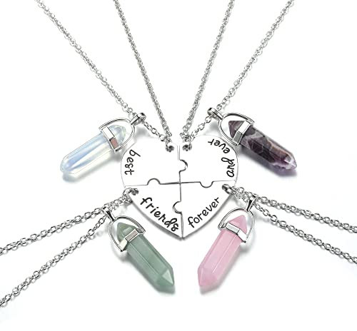 JSDDE BFF Freundschaftskette für 3/4/5 Partnerketten Best friends forever and ever Herz Puzzle Anhänger Unisex Halskette Heilsteine Kette Schmuck, Metalllegierung, für Schwestern Partner Freunde