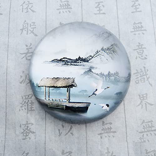 Kristallkugel Tintenmalerei Boot Halbkugel Glas Halbkugel Briefbeschwerer Heimdekoration Ornamente Kugel Miniatur Kreative Geschenke