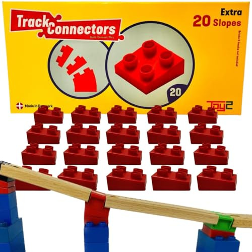 TOY2 Slope | Blocco da costruzione con angolo di 9 gradi per la costruzione di binari ripidi in legno | Compatibile con DUPLO®, BioBUDDi, Hubelino