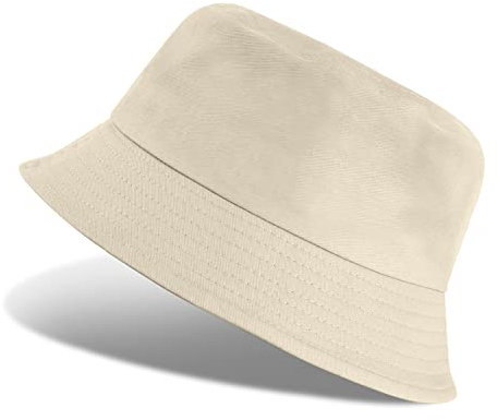 Tuopuda Fischerhüte Bucket Hat Unisex Sonnenhut Baumwolle Buckethut Faltbar Fischerhut Anglerhut Sommer 56-58cm, Beige-B