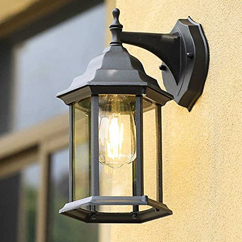 Mengjay Rustikale Glas Wandleuchte,E27 Außenwandleuchte Wandleuchter Beleuchtung Wasserdicht Retro-Lampe für Innen Schlafzimmer Wohnzimmer im Freien Wandlampe（keine Glühbirne）