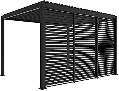 sweeek Pergola bioclimatica 3x4 in Alluminio + 3 Tende da 130cm, Antracite