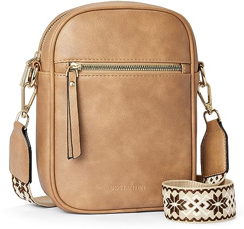 BOSTANTEN Handytasche zum Umhängen Leder, Damen Handy Umhängetasche, Handytasche mit Geldbörse zum Umhängen, handtasche damen umhängetasche