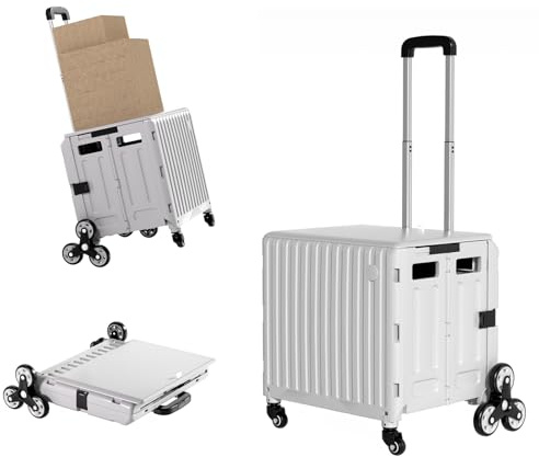 TODAYGO Faltbarer Allzweckwagen Treppensteiger mit Rädern, zusammenklappbarer Rollwagen mit Teleskopgriff, robuster Bollerwagen als Sitz, Werkzeugwagen, für Lehrer, Schule, Einkaufen, Zuhause, Medium,