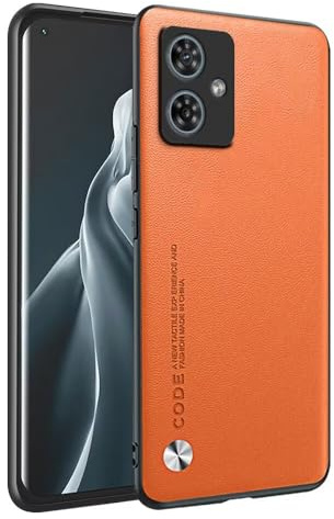 HONLEN Funda para Motorola Moto g54 / Motorola Moto g54 Power (6.5 Inches) Carcasa de Negocios Respaldo de Cuero Naranja