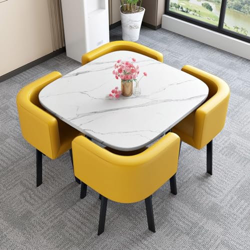 Besprechungstisch Rund, Moderner Konferenztisch mit Stühlen, Kompakter Mid-Century-modern-Tisch für 2-4, Zuhause, Küche, Wohnung