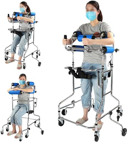 Rollator mit 8 Rädern für Seniorenhilfe – Erwachsenenstehender Gehhilfe, ideal für Schlaganfall der unteren Gliedmaßen, Hemiplegie-Training und Unterstützung, Höhe 150–183 cm