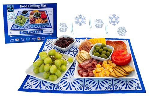 Reusable Freezable Ice Mat for Keeping Food Trays, Cheese Boards, Deli Meat, Veggie Plates, & Sushi Fresh and Cold – Charcuterie Chilling Mat – Perfect for Picnics & Parties!