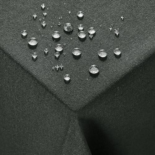 Deconovo Gartentischdecke Wetterfest Outdoor Tischdecke Abwaschbar Grau Tischdecken 220x130 cm Leinenoptik Tischwäsche Lotuseffekt Rechteckig Tischtuch für Esszimmer Küche Wohnzimmer Garten Balkon