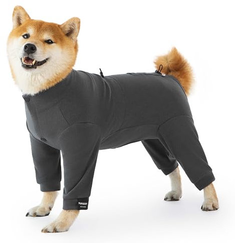 Hunde-Einteiler aus Fleece, für den Winter, für kleine, mittelgroße und große Hunde, dehnbar, für kaltes Wetter, Haustierwärmer, Overall, Welpen, Einteiler, leicht, grau, Größe XL