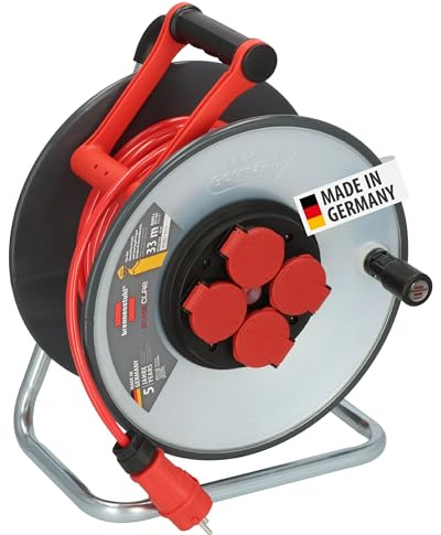Brennenstuhl Professional SteelCore Kabeltrommel SC 3110 IP44, 33m | H07BQ-F 3G1,5 Kabel, Trommelkörper aus Stahlblech, Baustelleneinsatz und ständiger Einsatz im Freien, Made in Germany