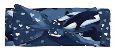 WZYCWB Diadema de ballena asesina azul con lazo para bebé, accesorio elástico para el pelo, adecuada para bebés de 0 a 6 meses, regalo muy significativo