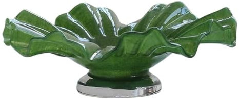 YANG11FAN Fruttiera ondulata leggera di lusso, ciotola per frutta in vetro, grande capacità, utilizzata per grandi decorazioni da scrivania, feste (verde)