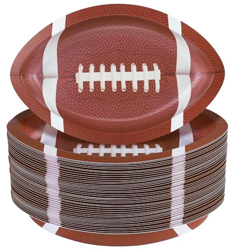 Kochorie 50 Pieces Football Plastic Serving Trays Football Party Plates Football Snack Serveware for Game Day Football Party Decorations Disposable Sports Game Birthday Party