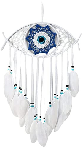 Xbsduih Atrapasueños del mal de ojo para dormitorio macramé trenzado una mano para colgar en la pared Decoración para el hogar Suerte Regalo de Bendición,1