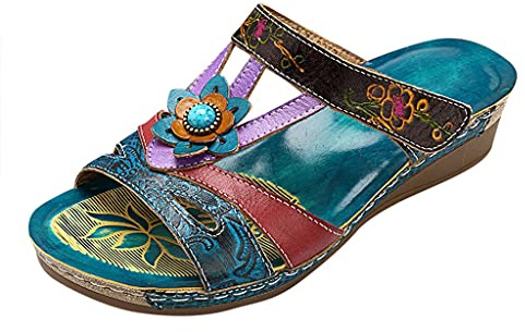 AEGJEGVD Sandales Orthopédique Femmes été Marche Femme Confortable Plateforme Chaussures de Plage Antidérapantes Respirantes Bohême Bout Ouvert Sandales avec Talon Bloc Vente Flash du jour et Soldes