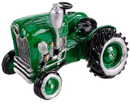 Kremers Schatzkiste Spardose Traktor Handbemaltes Polyresin Sparschwein 12x16 cm - Zerstörungsfreie Entnahme, Robust und Detailreich - Perfekte Bauernhof-Deko und Geschenk