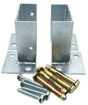 Post Fence Foot Base Support ，Adjustable Elevated Post Base，Concrete Fence Post Bracket Anchwith Installation Kit, for Pavilion Deck Railing Support Base Plate(1pcs)