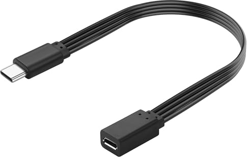JSADZKJ USB C à Micro USB Câble,Extra Flexible USB C mâle à Micro USB Câble Femelle,C Court à Micro câble Plat,Support Charge/Transfert pour Les téléphones,lecteurs MP3-0.65Ft(Angle Droit)