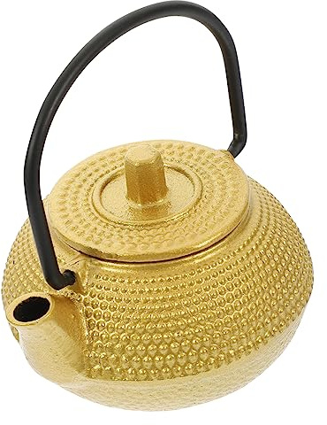 Dorado Tetera Olor Pequeña, de Hierro Fundido Adorno Clásico | Pieza Decorativa para Oficina o Hogar, Resistente al Óxido, Estilo Elegante, Duradera y Saludable
