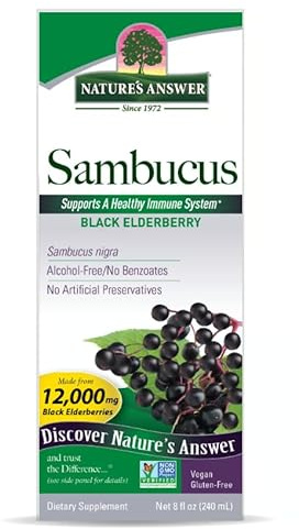 Natural's Answer Sambucuss, 12000mg, Black Elderberry, Non-GMO, Gluten Free, Vegan 240ml