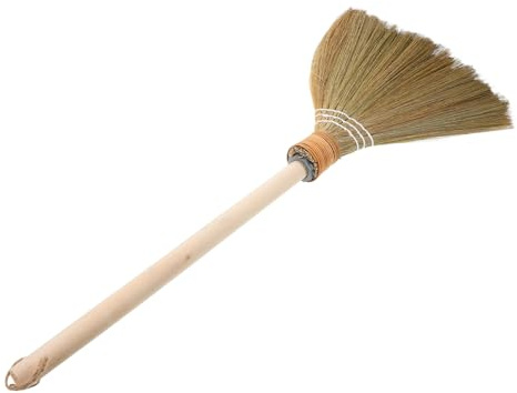 PRETYZOOM Escoba Pequeña de Mano de Trenzada para y Ligera con Mango Desmontable Escoba de Bambú para Limpieza de Interiores y Exteriores para Garajes y Habitaciones