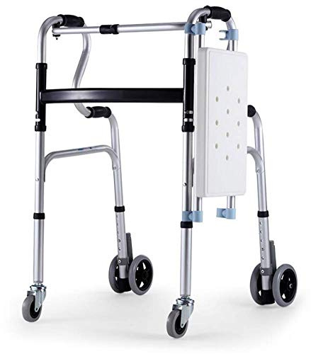 QHLMLL Rollator Pieghevole a Quattro Ruote, con Piastra di Seduta Reversibile, Alluminio Pieghevole Leggero, ausilio per la Mobilità, Ruote girevoli, Adatto per Uso Domestico ed Esterno