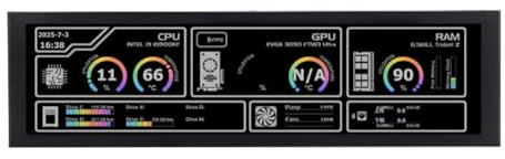 Uxsjakjsd Monitor LCD de Barra Estirada de 8,8 Pulgadas, Pantalla Táctil IPS de 1920 X 480, Pantalla Secundaria Portátil para PC, Monitoreo de CPU y Datos de Temperatura A