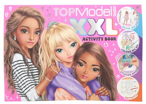 Depesche 13731 TOPModel - XXL Activity Book avec 24 Pages pré-imprimées à colorier, des devinettes et des Autocollants, Set Comprenant 4 Feuilles d'autocollants