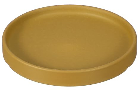 YELARXI Soucoupes rondes en céramique de 14 cm pour plantes - Pour extérieur, intérieur, jardin, plantation, eau, fleur, café - Jaune