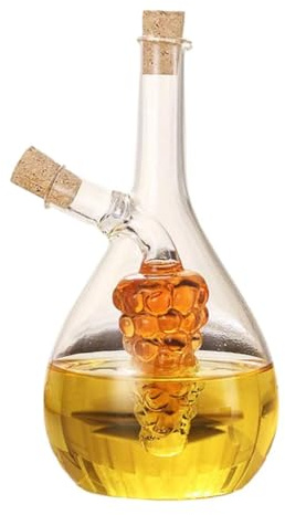 ITTRUH Dispensador de Aceite y vinagre Vidrio, 2 en 1, Botella con tapón Corcho, 400 ml
