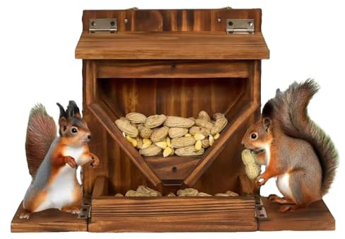 Mangiatoia Per Scoiattoli - Casa In Legno Resistente Intemperie Divertente - Mangiatoia Per Tamia Invernale Da Esterno - Piccoli Animali Selvatici Cibo Mais Inverno Giardino